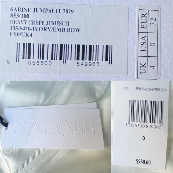 NWT SALONI Sabine Embellished Bow Cady Jumpsuit In Ivory - Picture 12 of 15